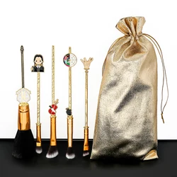 5pcs Wednesday Addams Makeup Brush Set Cosplay Makeup Brush Face Cosmetic Powder Highlight Blending Eyebrow Eyeshadow Brush