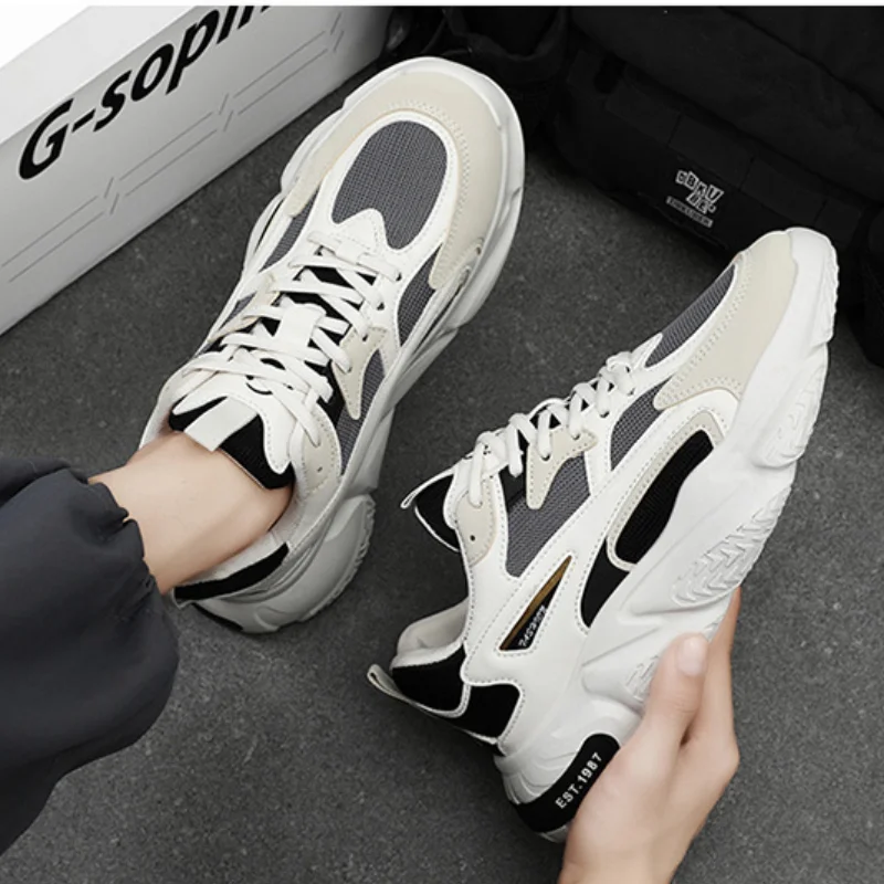 New Trend Men\'s Sneaker Platform Breathable Casual Shoes Mesh Lace Up Running Shoes Men Versatile Walking Shoe Zapatillas Hombre