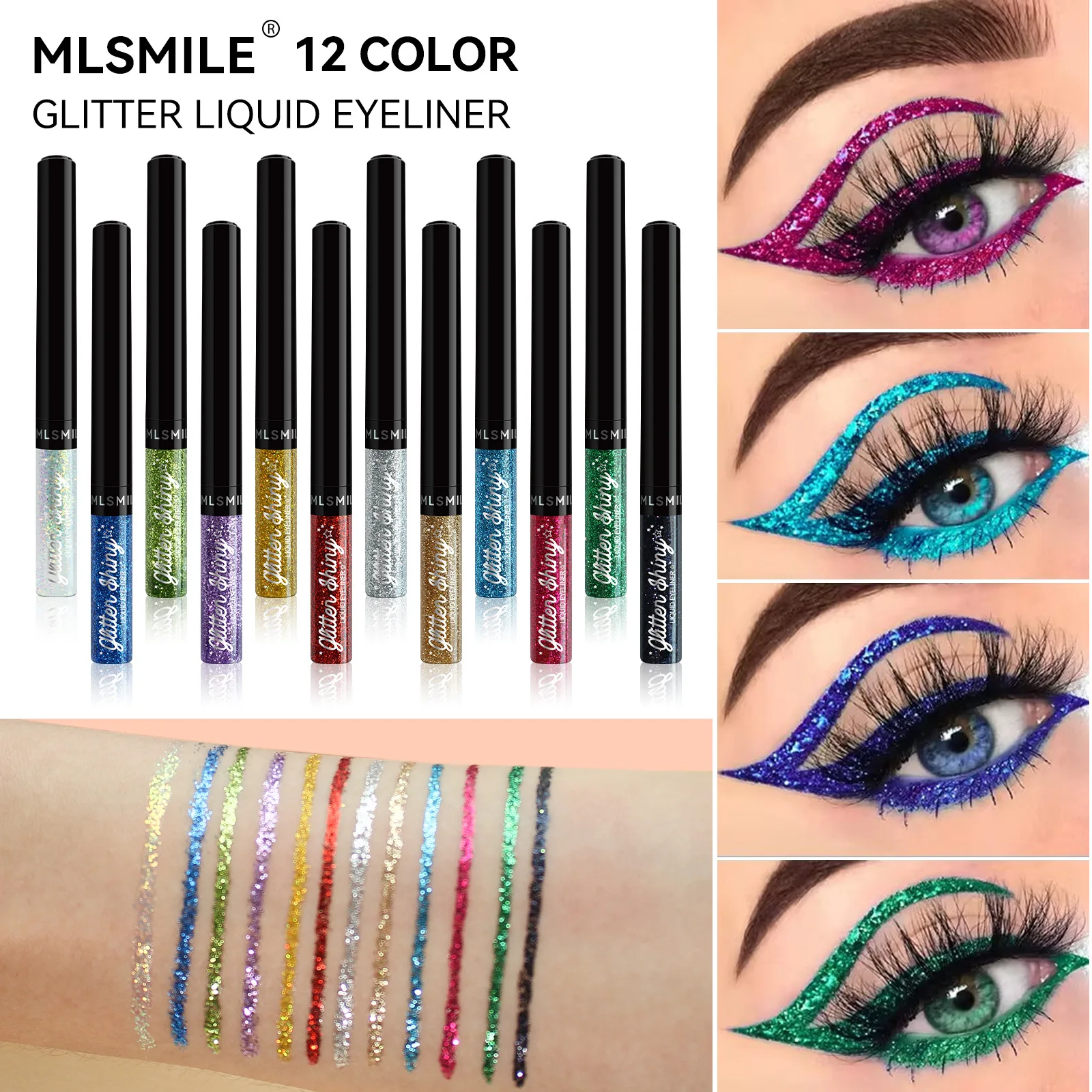 8 Colors Liquid Eyeliner Set Glitter Eye liner Pen Eye Makeup Quick Dry Eyeshadow Long lasting No Blooming Beauty Cosmetics