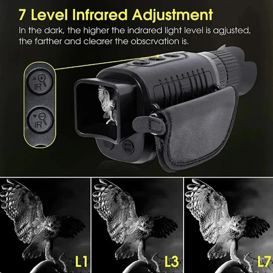 NEW Monocle Niaht Vision infrared Optical Monocular Digital Zoom 5X Photo 300M Long Night Vision For Hunting Range Telescope