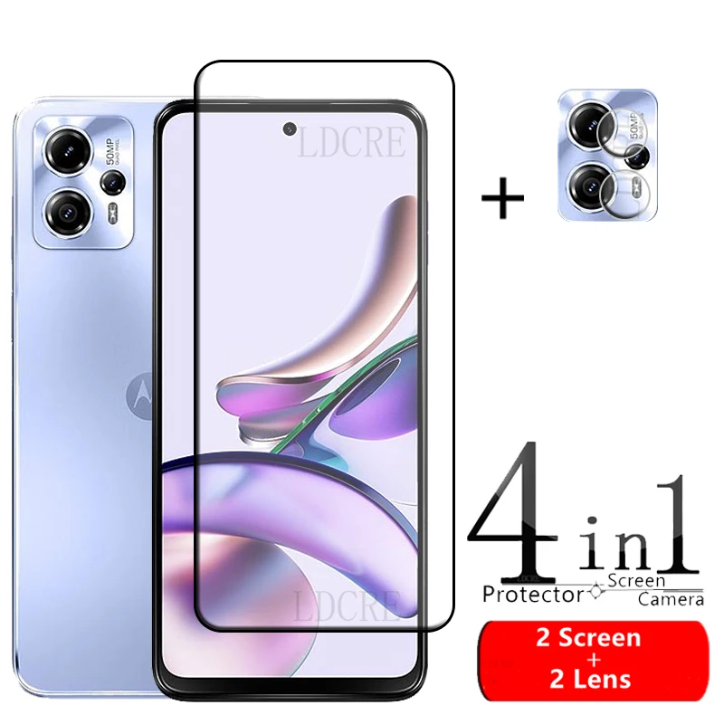 

4-in-1 For Motoroal Moto G13 Glass For Moto G13 Tempered Glass 9H Full Glue Cover Screen Protector For Moto G 13 G13 Lens Glass