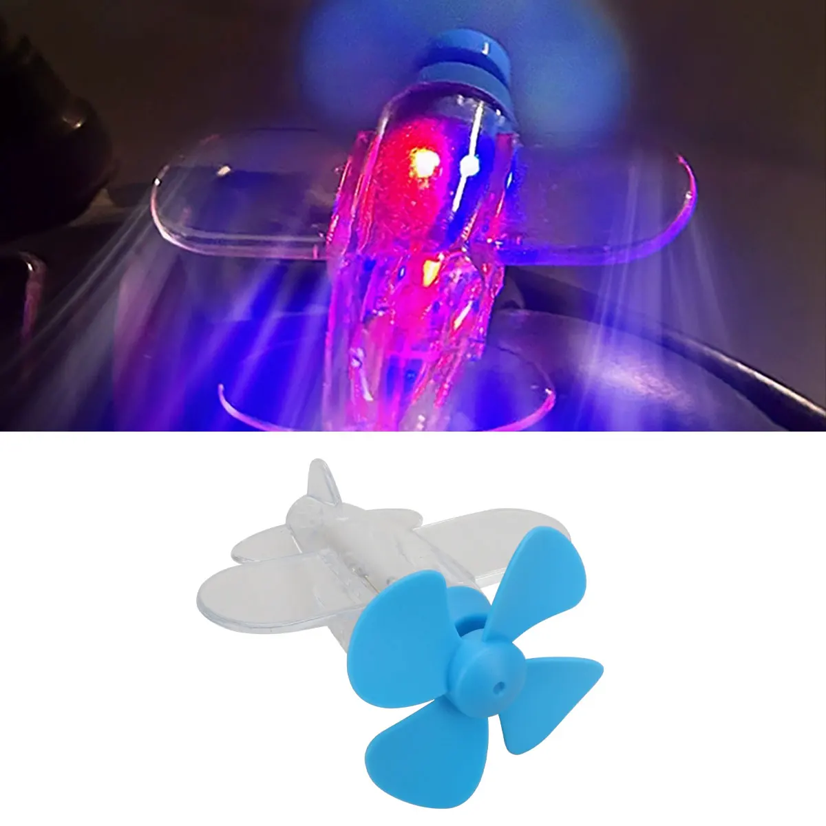 1/2PCS LED Rotatable Airplane Mini Aircraft Wind Powered Motorcycle Car Styling Ornaments Glowing Cool Plane Bikes Helmet Decor