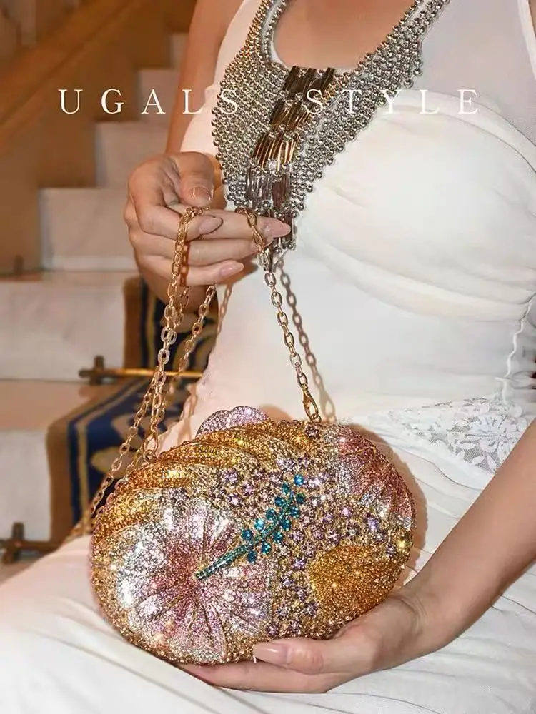 Multicolored Rhinestones Diamond Evening Bag High Quality Glitter Women Handbag Luxury Metallic Clutch Purse For Wedding Party