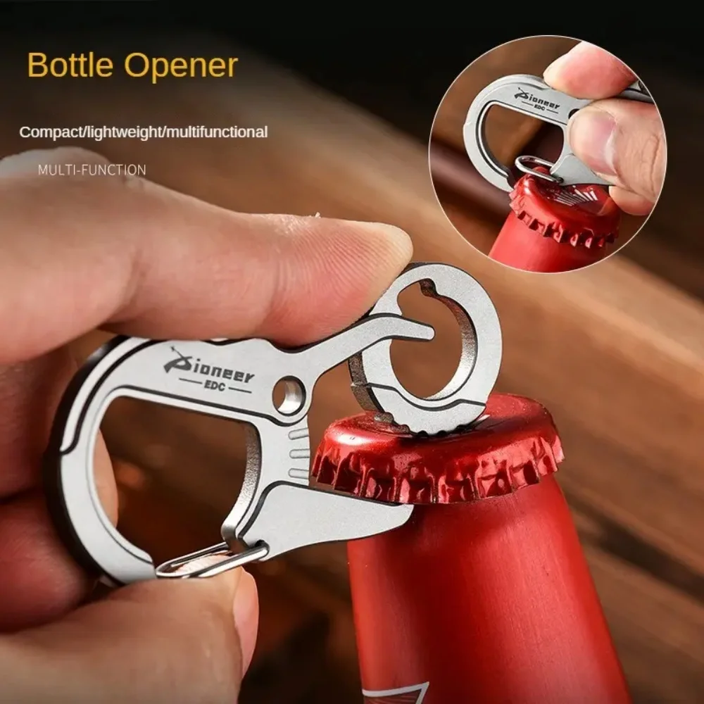 Maeerxu Titanium Alloy Keychain Metal Portable Keychain Multifunctional Bottle Opener Light EDC Keyring Accessories Outdoor Tool
