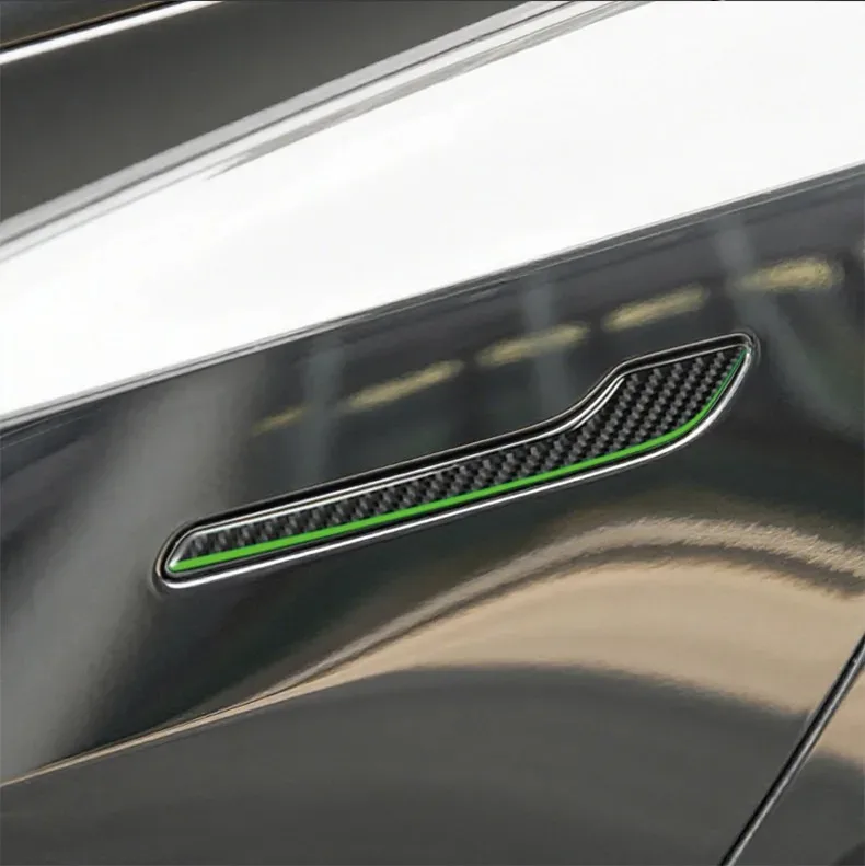 4 Stück für Tesla Model 3 Y Juniper Highland 2020-2025 2026 Türgriff-Schutzabdeckung Aufkleber Kohlefaser-Harzguss – Detail 4