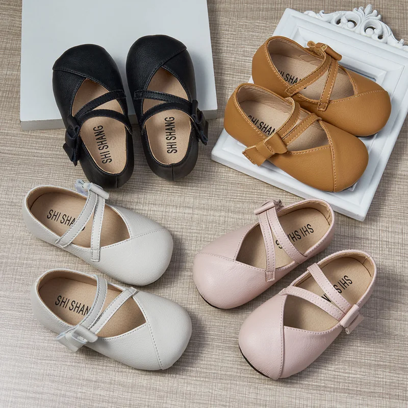 Children Small Leather Shoes Mary Janes Solid Pu Leather Shallow Classic Kids Princess Shoes Toddler Non-slip Comfortable Flats