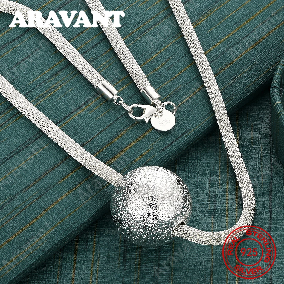 

Ожерелье с крупным матовым кулоном из серебра 925 пробы, женский повседневный аксессуар, ювелирное украшение в подарок на Рождество