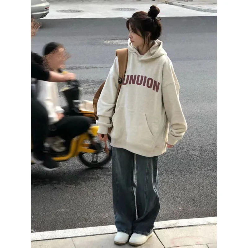 

Unsiex Fleece-lined Hoodie 2025 Autumn Winter Hooded Sweatshirt New Women's Hoodie Loose Long Sleeve Niche Outerwear