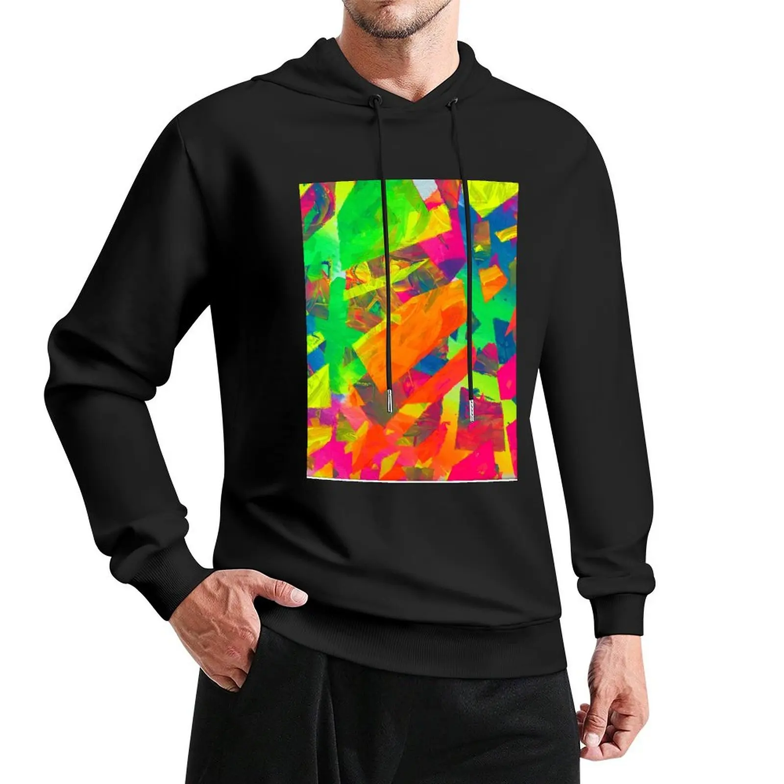 

Neon Tape Pullover Hoodie men's sweat-shirt set autumn jacket men japanese hoodie