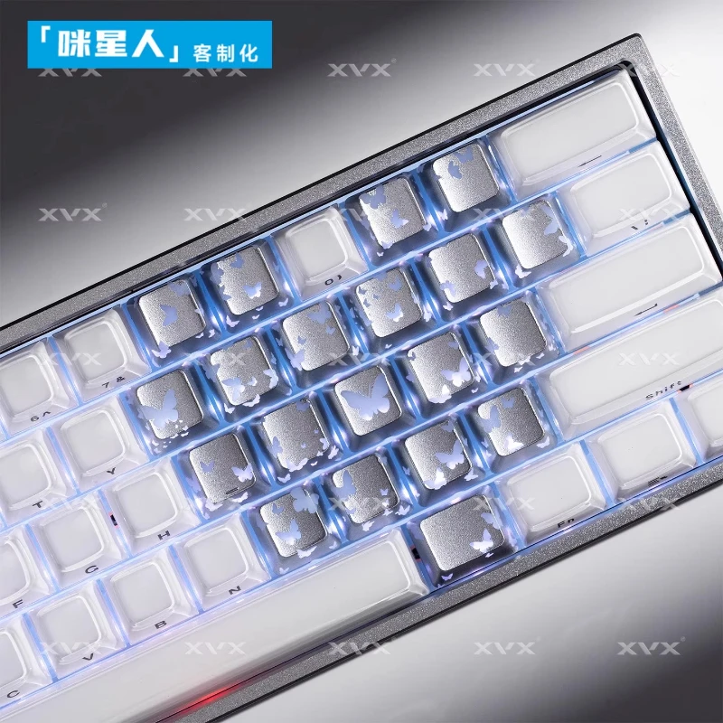 XVX فراشة القلب Keycap مع نمط الوردي شفافة IMD المحور المغناطيسي لوحة المفاتيح الميكانيكية متوافق Wooting60 مخصص