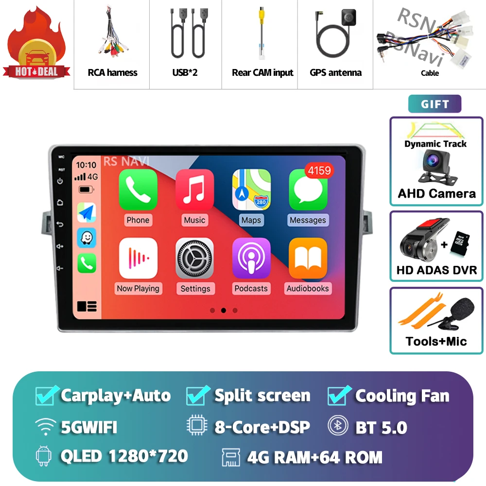 Android 15 Autoradio Navigatie Multimedia Speler Voor Toyota Verso 2010 2011 2012 2013 2014 2015 2016 Carplay Auto Stereo video - afbeelding 1