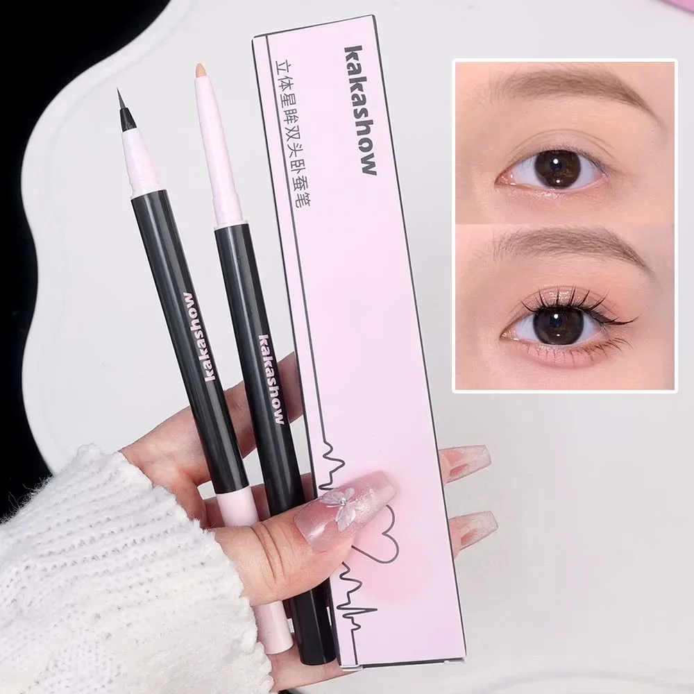 Double Ended Lying Silkworm Pencil Highlighter Makeup Pen Nude Brighten Outline Contour Eyelid Ultra-fine Pen Tip Eyeshadow Pen