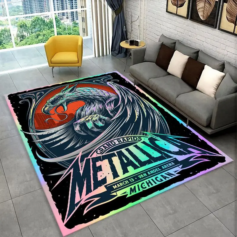 Metal Band M-Metallica Thrash Cartoon Non-Slip Area Rug for Living Room,Bedroom,Playroom,Soft Carpet Floor Mat Home Decor Rug view 3