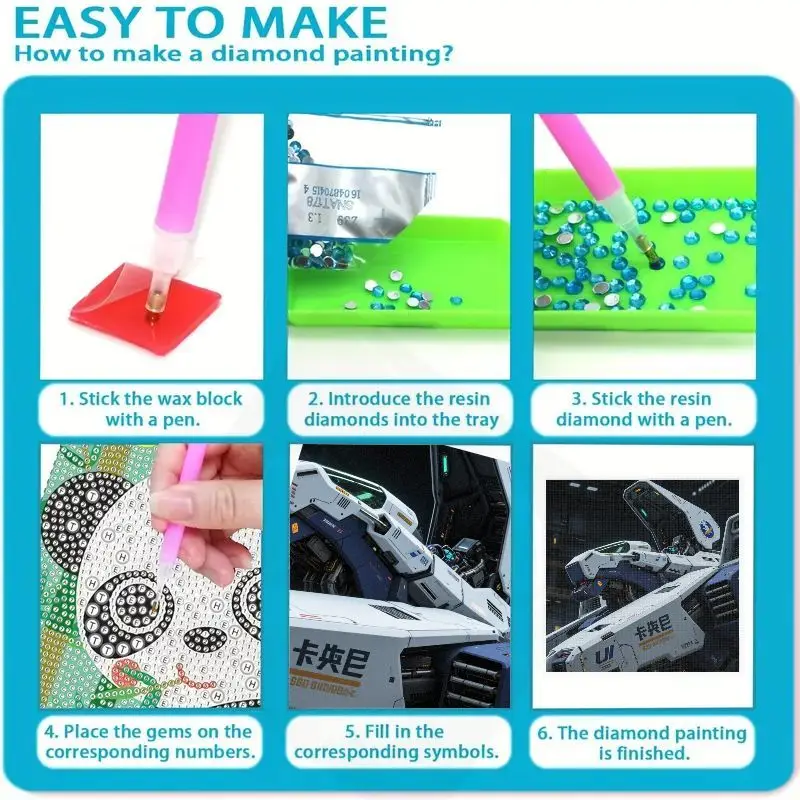 1 Set 5D DIY Diamond Painting Kit, Full Drill Futuristic Mech Robot Diamond Art, Sci-Fi Gundam-Style Mecha Design Wall Decor, 40