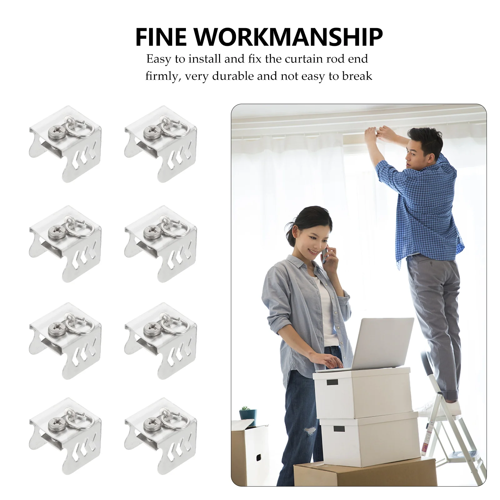 

Stainless Steel Curtain Rod End Caps Seal Plug No Drill Easy Install Decorative Living Room Bedroom Office Use Finials