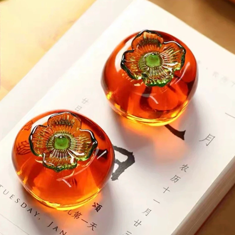 Chinese Calligraphy Crystal Paperweight Chinese Style Persimmon-shaped Brush Rest Portable Paper Press Creative Study Ornaments