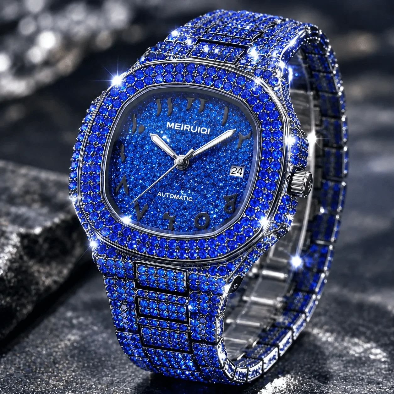 Men's Octagonal Arabian Mechanical Watch, Full Trim Chain Festival Strap, Hip Hop Luxury Party Daily Watch