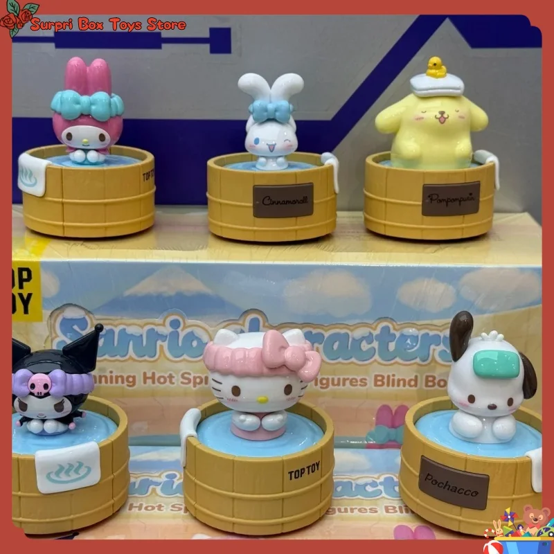 

New Genuine Sanrio Spinning Hot Spring Series Figures Blind Box Movable Action Figures Cute Collectible Toys Doll Gift For Girls
