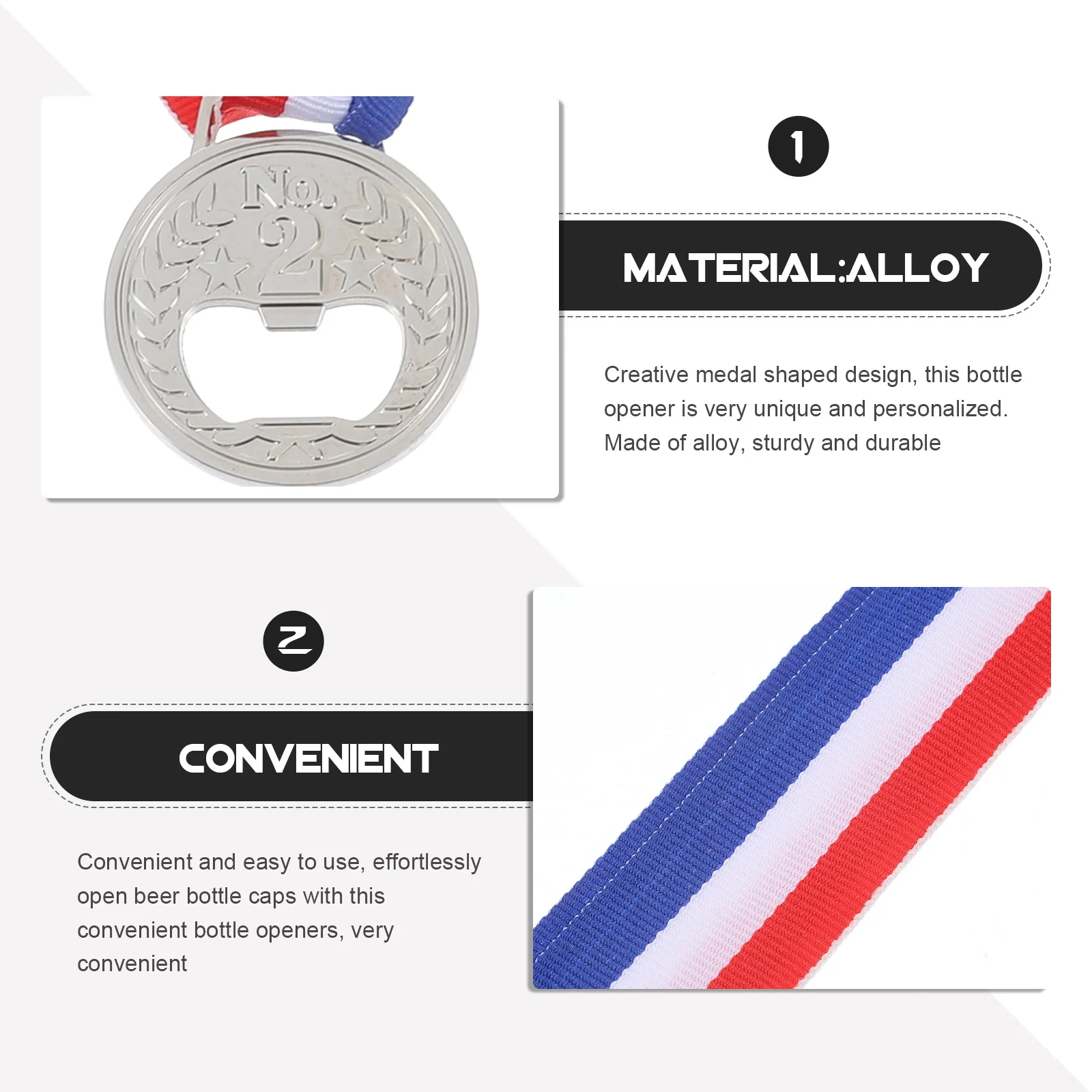 

Portable Medal Shaped Bottle Opener Alloy Creative Beer Opener Unique Design for Bar Parties and Gifts
