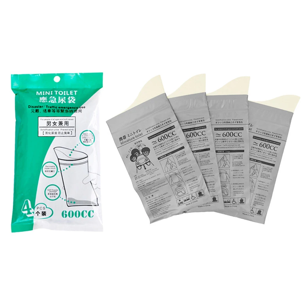 

4 шт., сумка для аварийного писсуара, одноразовый аварийный туалет, портативный для мужчин, женщин, детей, пациентов