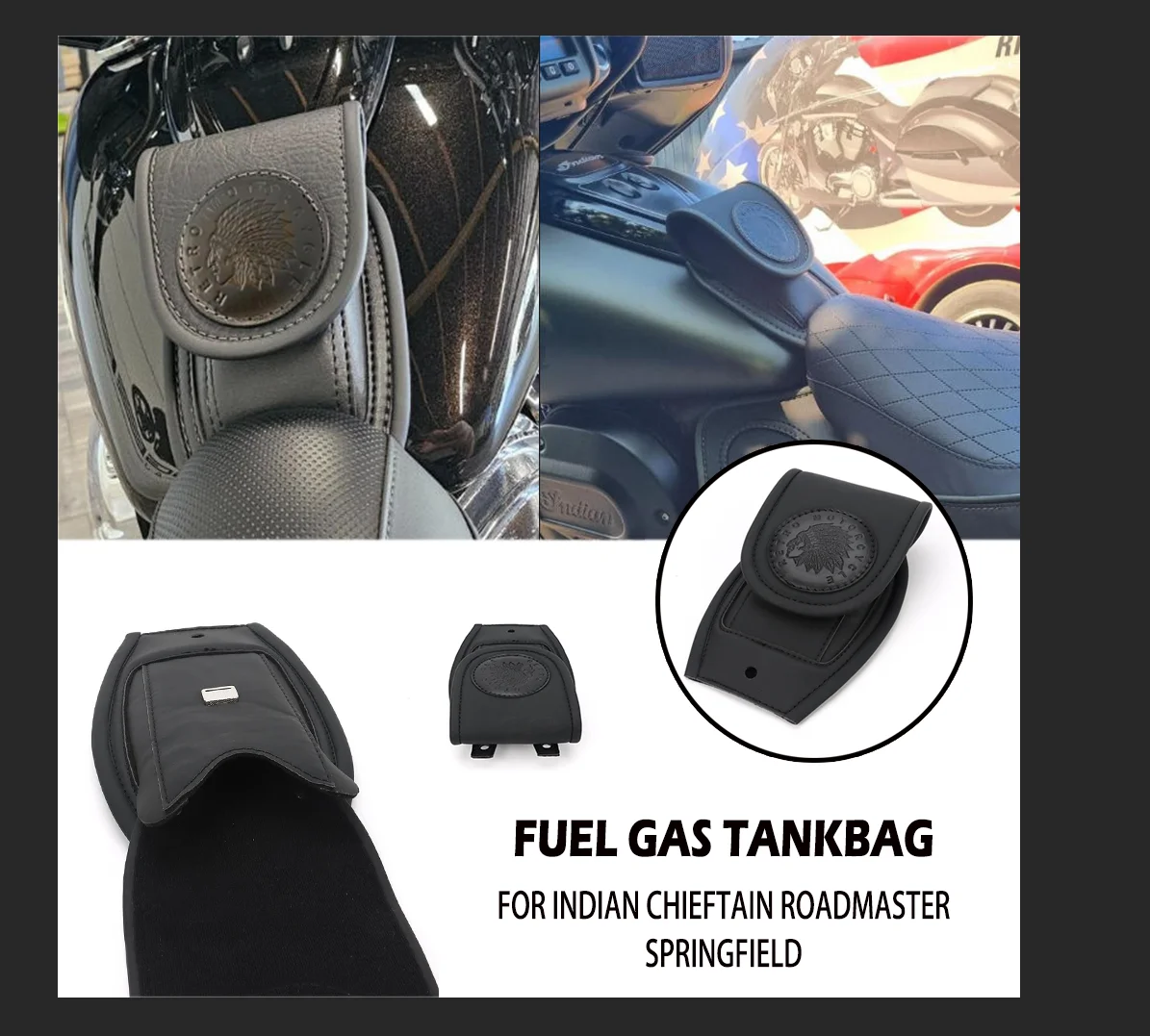 Leather Tank Bib Pouch Bag For Indian Chieftain Roadmaster Springfield Chief 2014-2024 Motorcycle Tank Bag