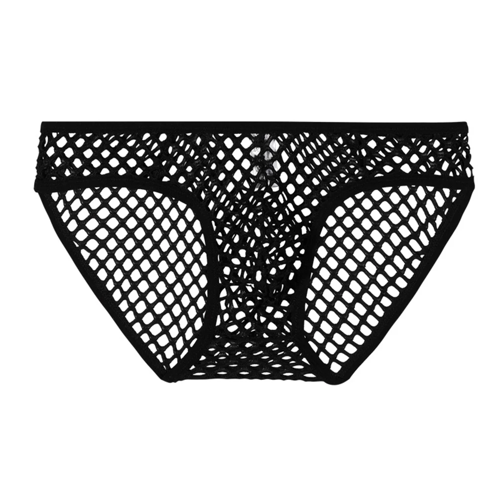 1 pz estate uomo Sexy mutandine a rete a vita bassa tinta unita U-convesso Pouch slip mutandine Bikini intimo mutande per uomo