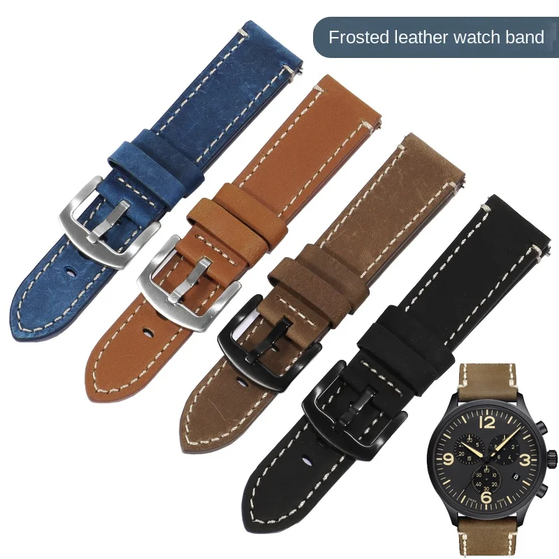 

Universal Replacement Strap 18/20/22/24mm Vintage Frosted Leather Watchband for Men and women