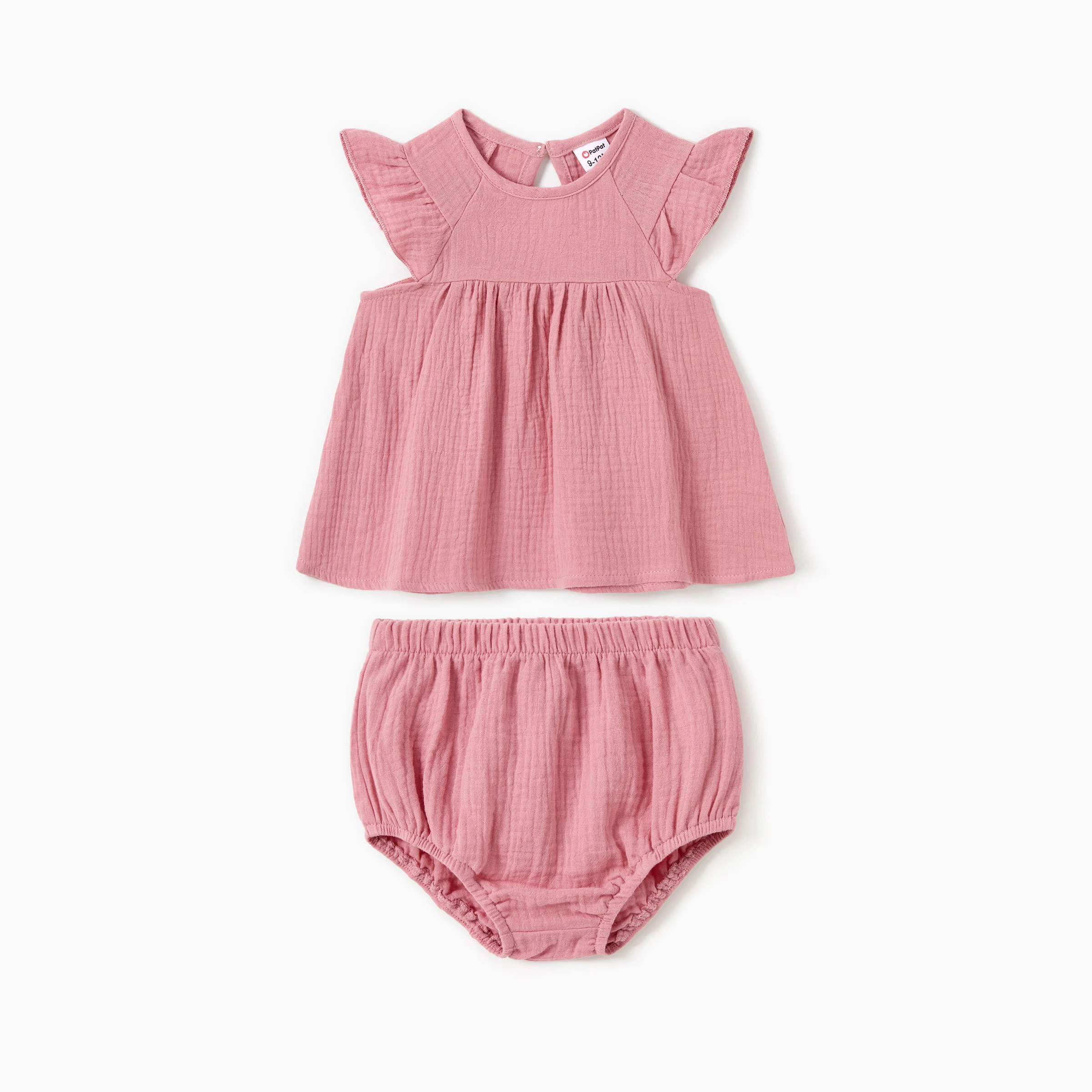 PatPat Mommy and Me Matching Pink Button Up Belted Ruffle Trim High-Low Dresses