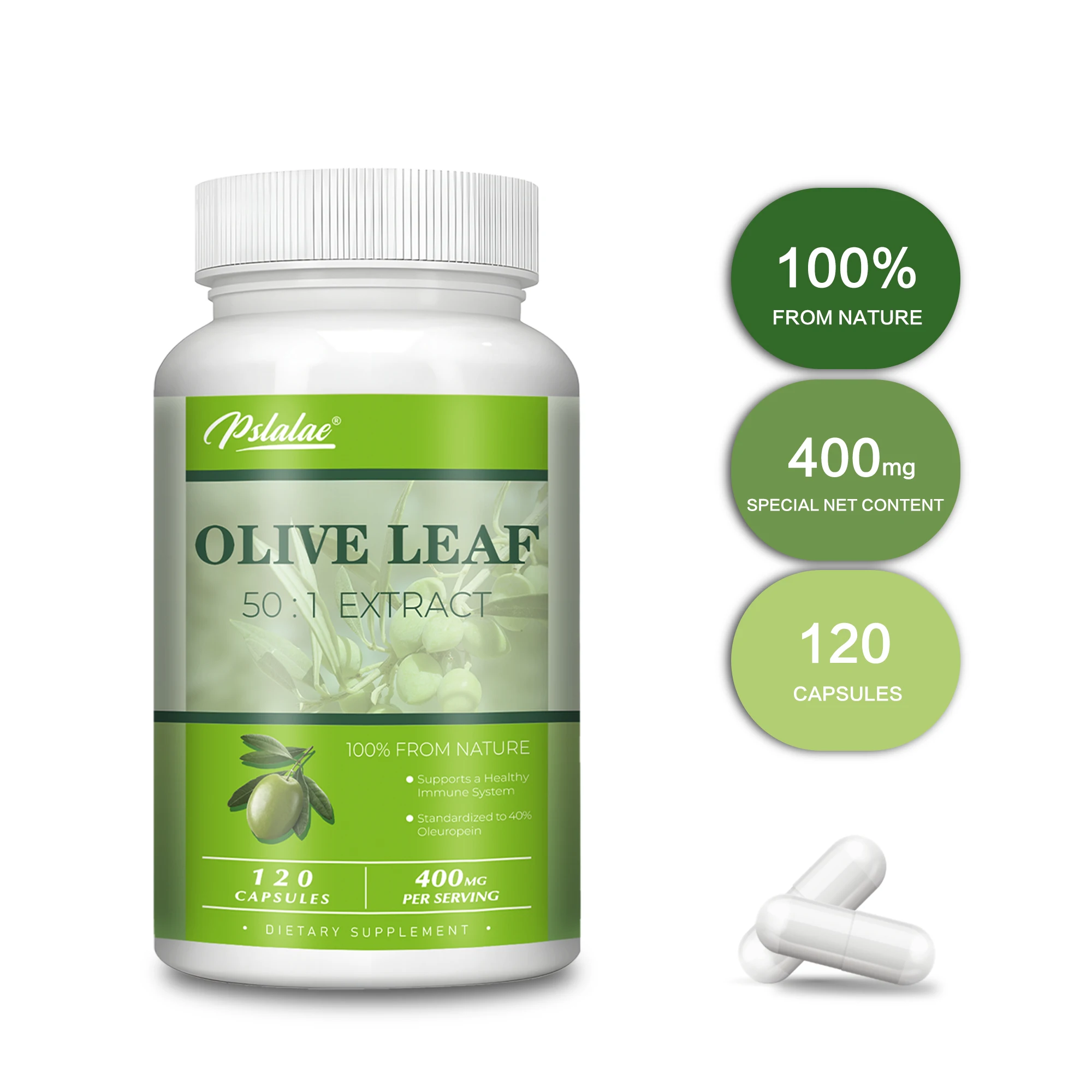 Cápsulas de extractos de hojas de olivo - 40% oleuropeína - Antioxidante, circulación sanguínea, apoya la salud cardiovascular y inmune