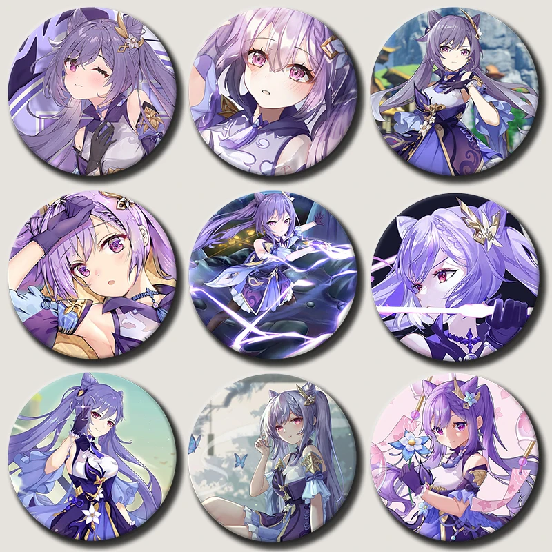 

Anime Character Keqing Pins Tinplate Badge Cartoon Keqing Brooches for Backpack Hat Clothes Decoration Fans Collection Gifts
