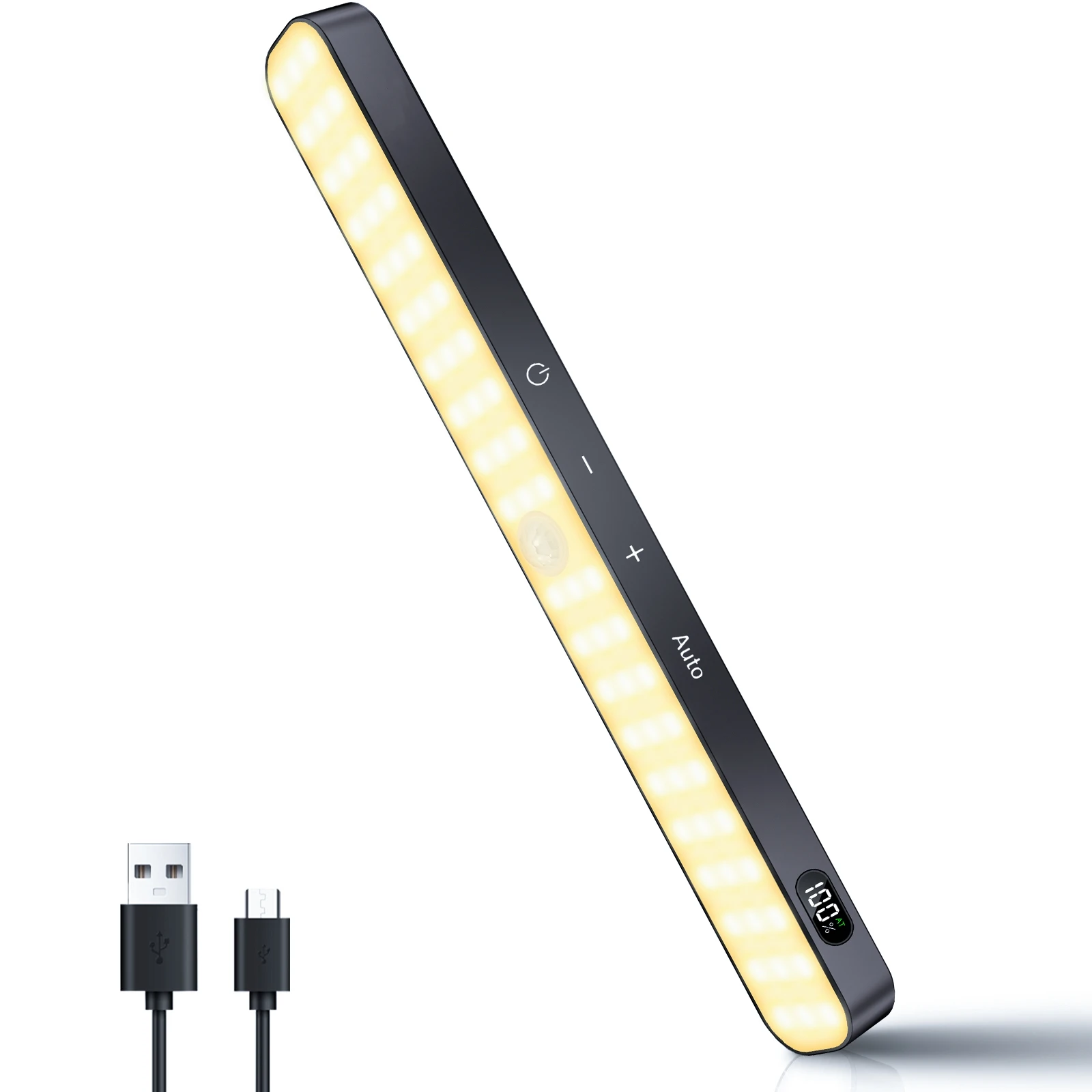 WILLED Bewegingssensor Kast Warm licht Batterijdisplay 60 LED Touch Light Bar Draadloos oplaadbaar batterij-nachtlampje