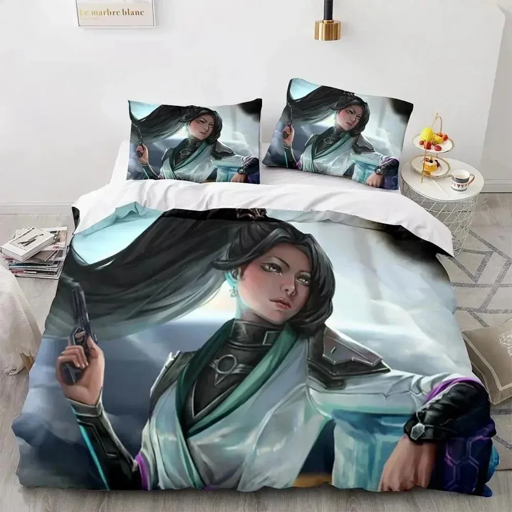 

Game Valorant Neon Bedding Set BoysGirls Twin Queen Size Duvet Cover Pillowcase Bed Kids Adult Fashion Home Textile Customizable