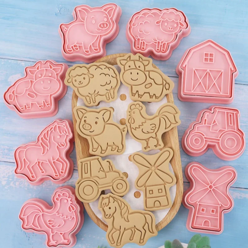 8Pcs Animal Cat Rabbit Dinosaur Cookie Cutter Fruits Cookie Stamp Car Biscuit Molds for Baking Fondant Cheese and Pastries view 6