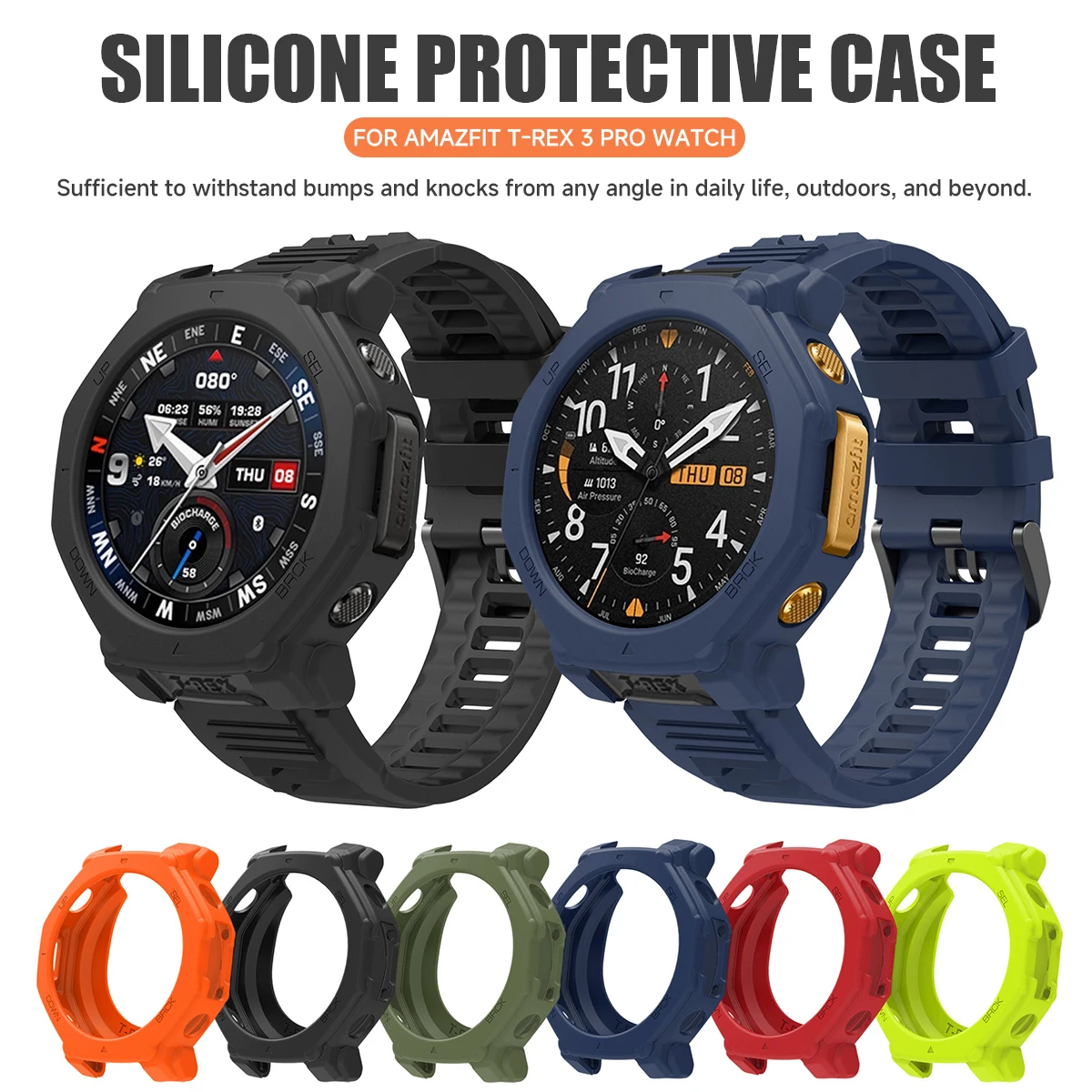 Silicone Watch Case for Huami Amazfit T-Rex 3 Pro 48mm Soft Silicone Cover Anti Scratch Protective Shell Super Light Watch Case