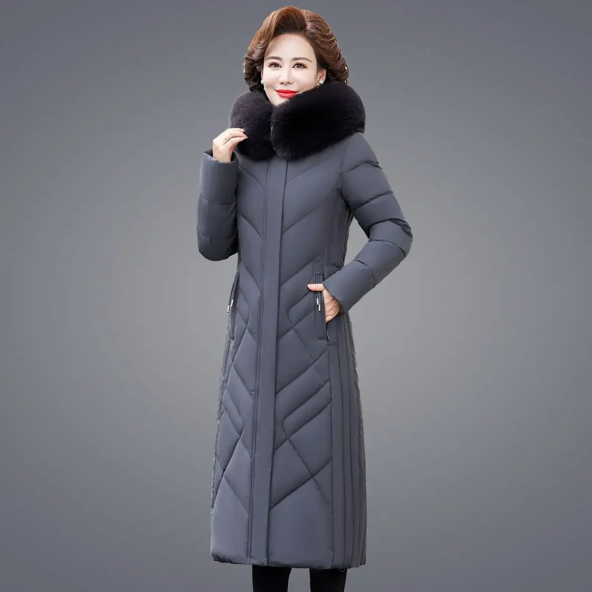 Orwindny New Collection Winter Jacket Clothes Mid Aged And Elderly Parka Cotton-Padded Coat Snow Wear XL-6XL SolidThickened Coat