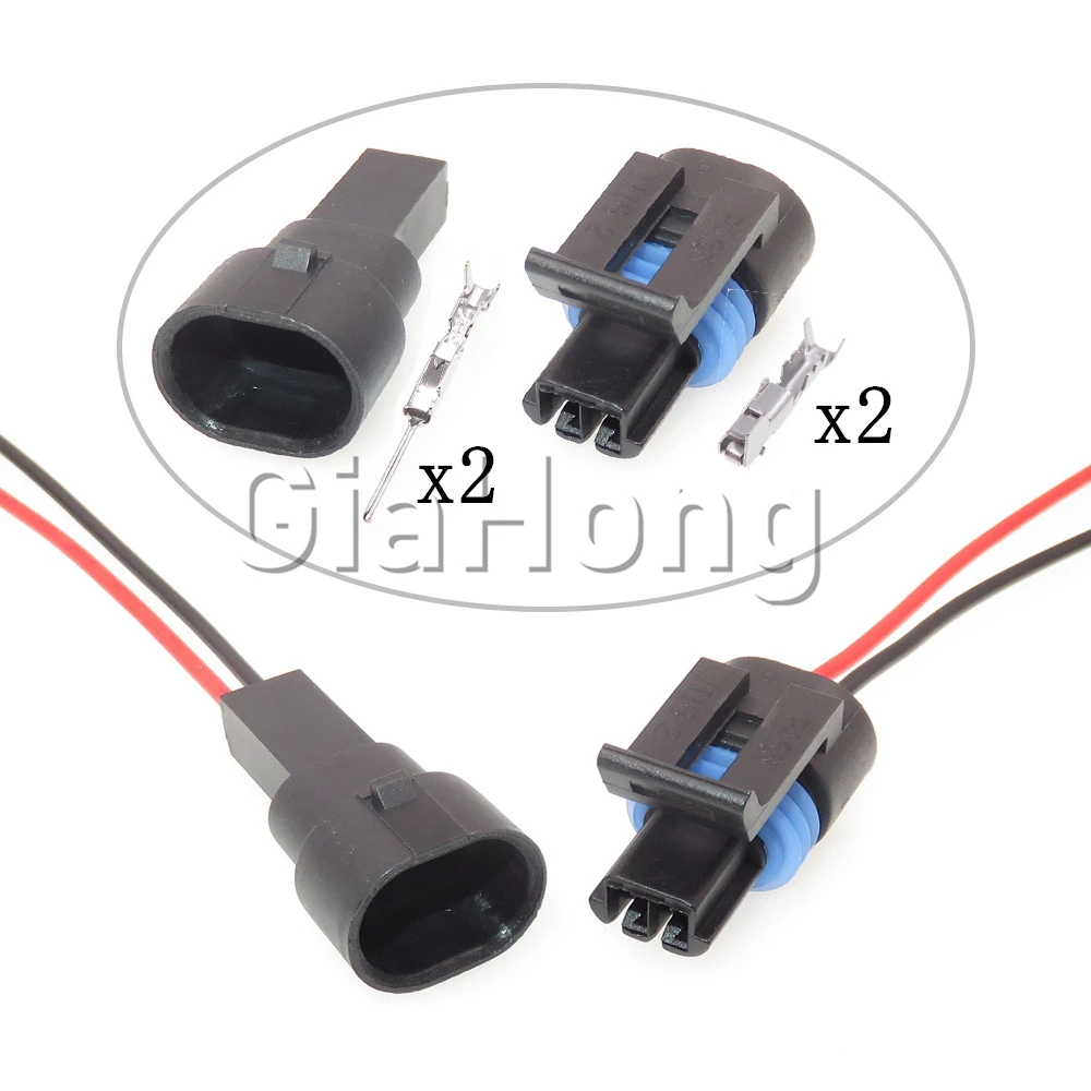 1 Set 2 Ways 12162195 12162193 AC Assembly Automotive Water Temperature Sensor Wire Harness Waterproof Socket