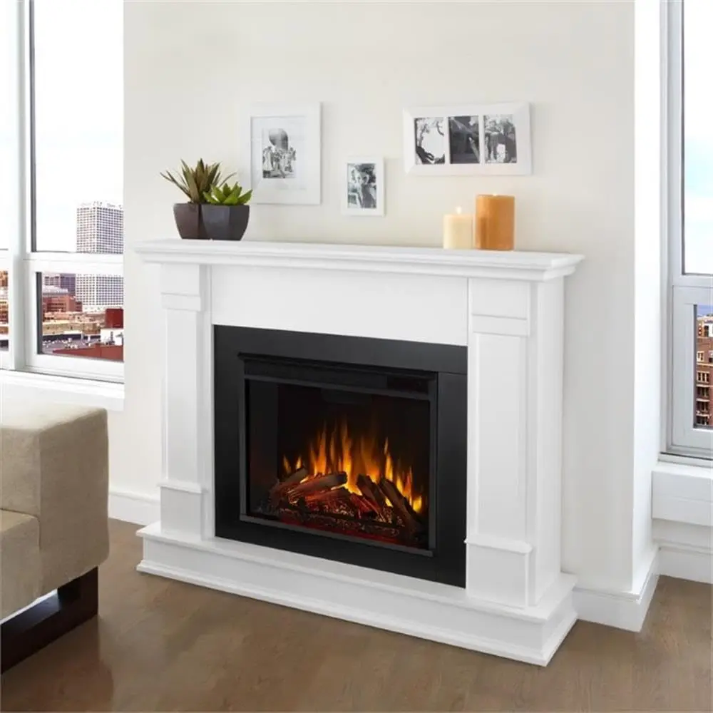 Silverton 48” Electric Fireplace with Mantel for Living Room or Bedroom, Replaceable Fireplace Insert Heater, Realistic