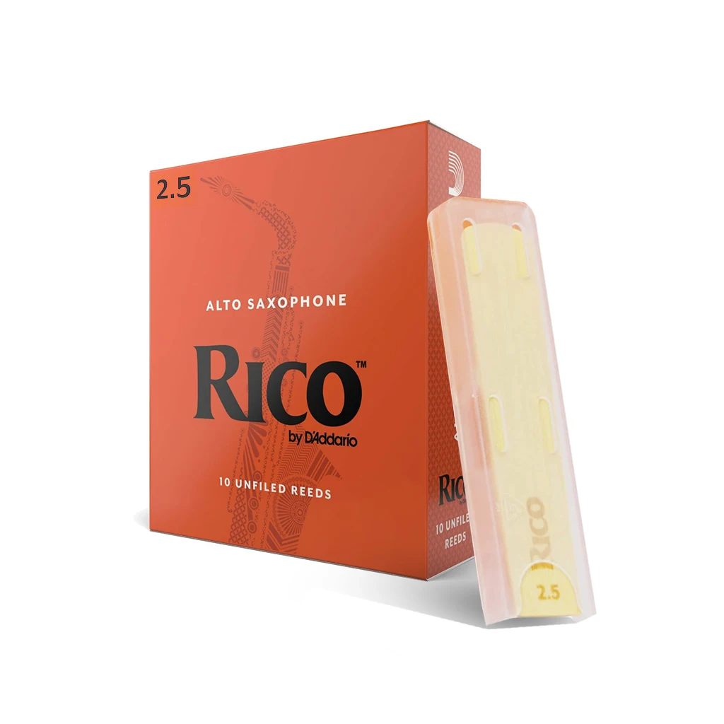 Professional Saxophone Reeds Strength 2.5# Reed By D’ Addario US RICO Reeds 2.5 Reeds Alto Saxphone With Vacuum-Seal Orange Box