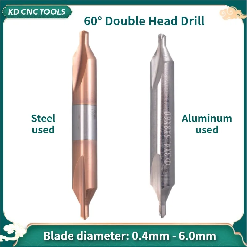KD CNC 60 degree Center Drill Carbide Chamfer 60° Lath Bit A Form Diameter 1 1.5 1.6 2 3.15 4 5 6 for Metal Aluminum for steel