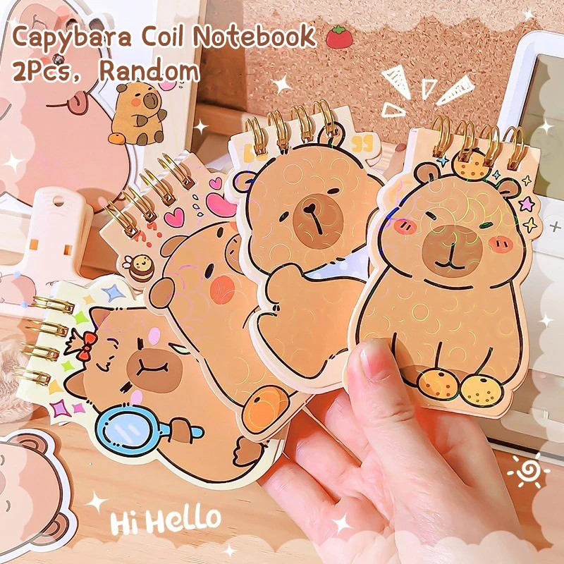 

2Pcs Cute Cartoon Capybara Coil Notebook Mini Memo Book Student Notebook Capybara Cute Notebook School Writing Tool Supplies