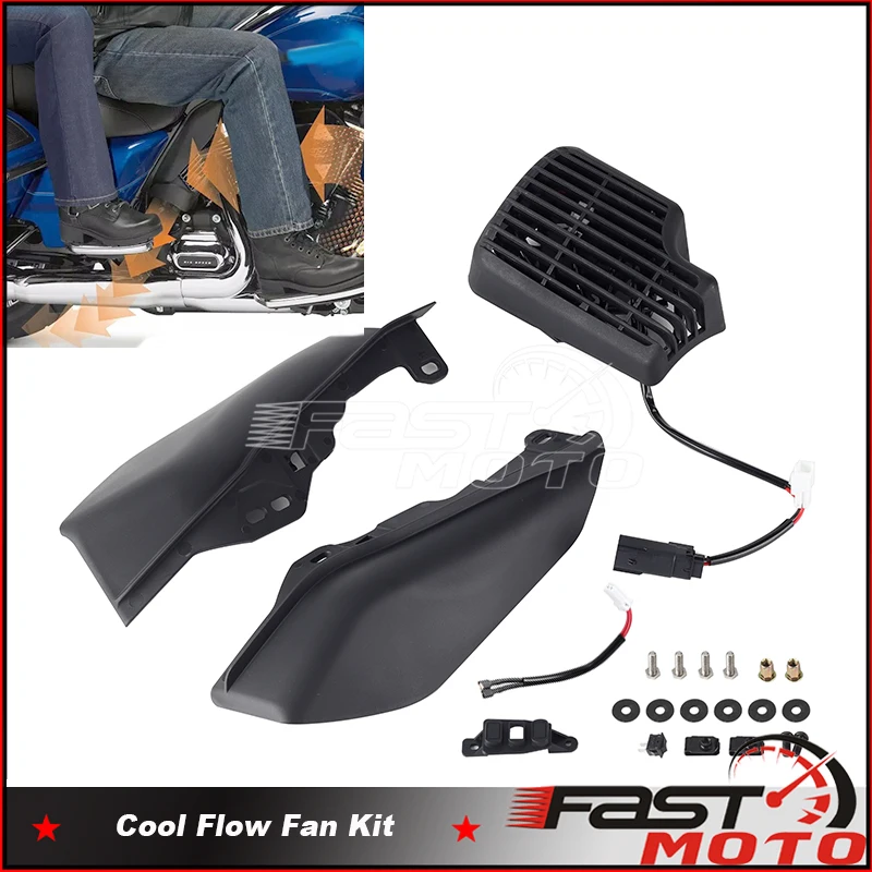 

Radiator Cooling Cooler Fan Kits Coolflow Fan W/ Heat Shield For Harley Touring CVO Tri Glide Road Glide Ultra Limited Low 17-23