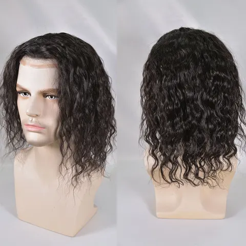 Мужской парик ESEEWIGS моноленточный из натуральных европейских волос 12 дюймов черный 8x10