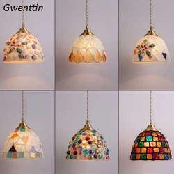 Mediterranean Shell Pendant Lights Tiffany Chandeliers Ceiling Home Decor for Living Room Bedroom Hanging Lamp Lighting Fixtures