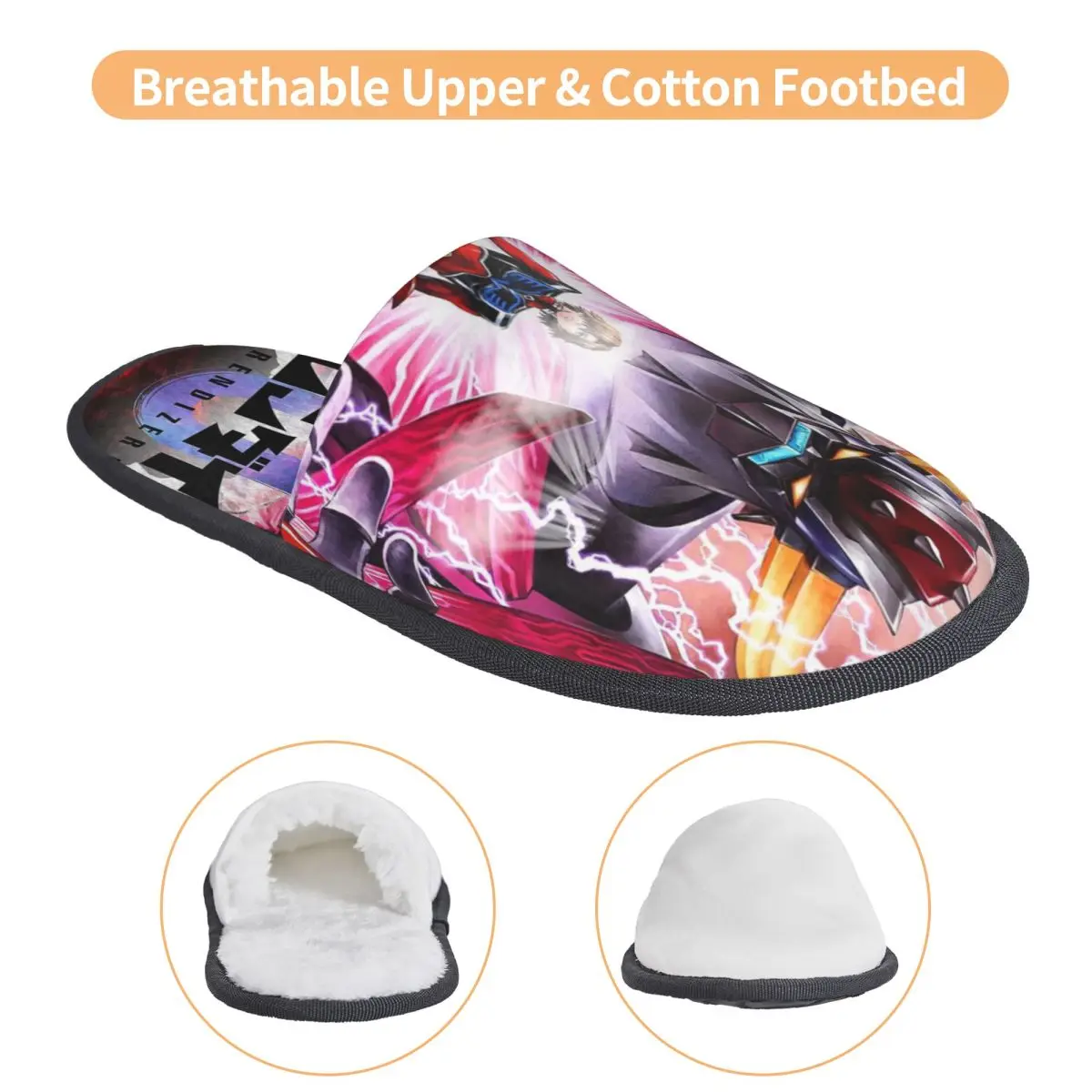 カスタムプリント女性 UFO ロボット G-Grendizeres ハウススリッパソフト暖かい低反発ふわふわスリッパ屋内屋外靴