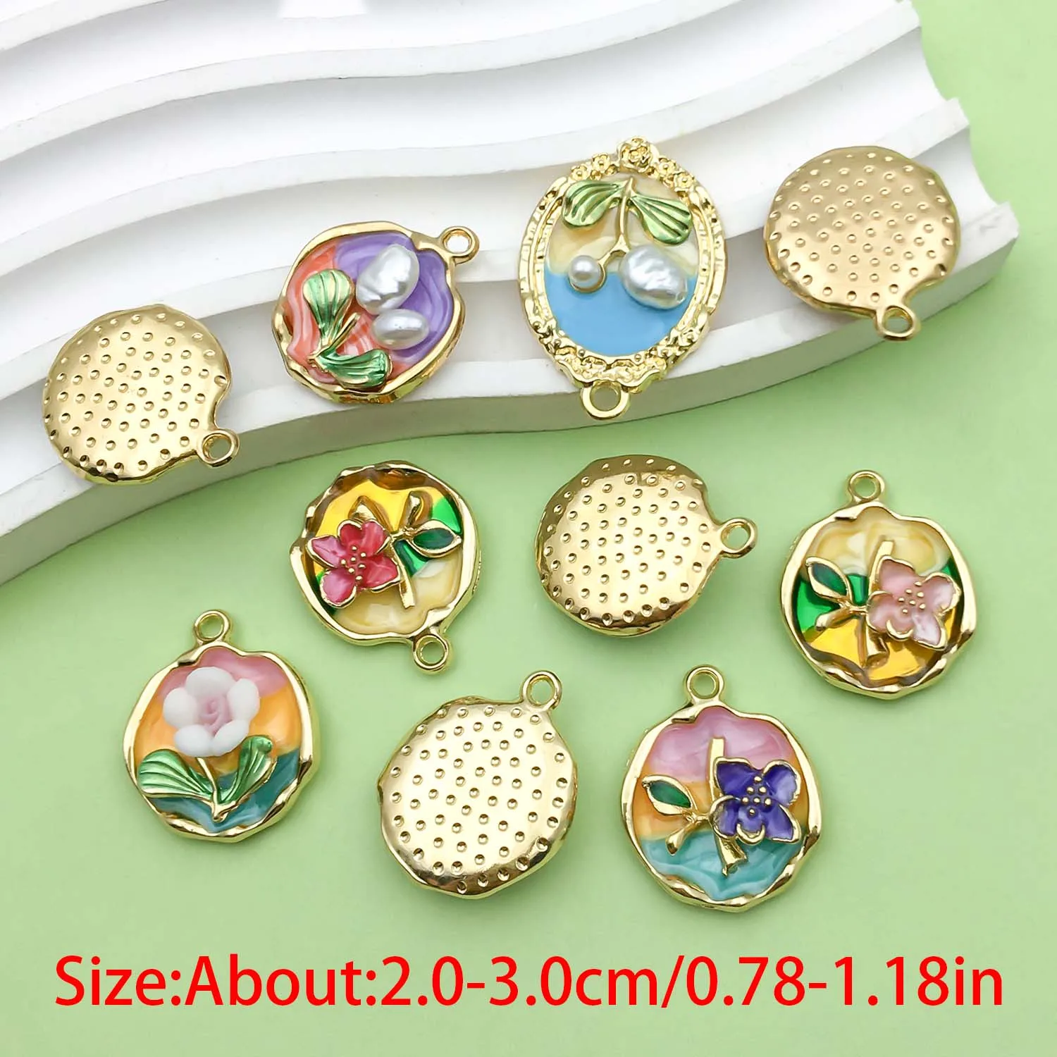 10pcs Colorful Enamel Oil Painting Charms Alloy Flower Pendants For DIY Bracelets Necklaces Earrings Jewelry Making Accessories