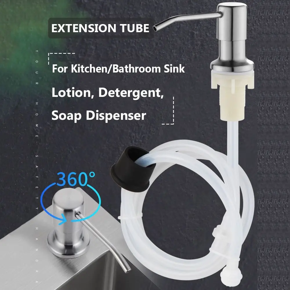 Bathroom Home Extension Tube Stainless Steel Detergent Soap Dispenser Lotion Dispenser Kitchen Sink Mounted Dishwashing Liquid
