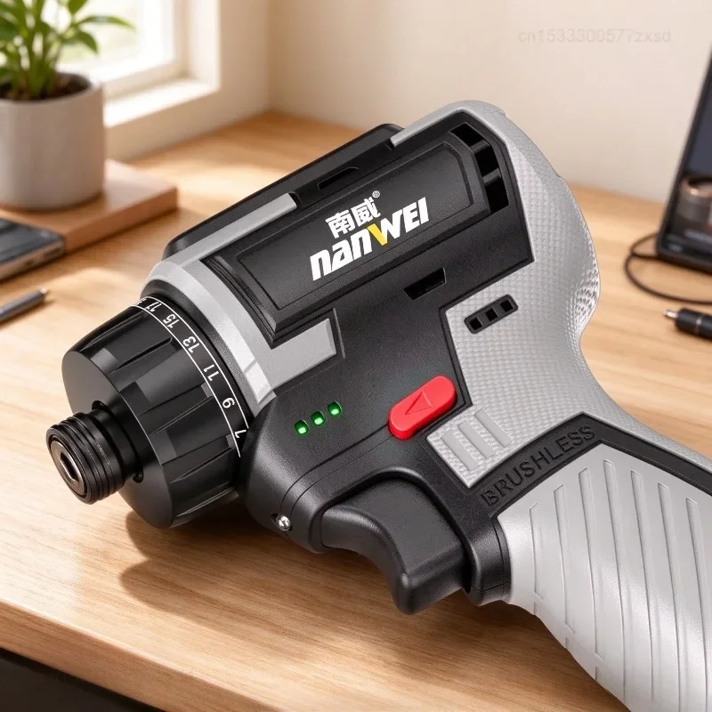 Nanwei Brushless Lithium Electric Screwdriver Multifunctional Household Electric Screwdriver Drill Electric Impact Repair Tool