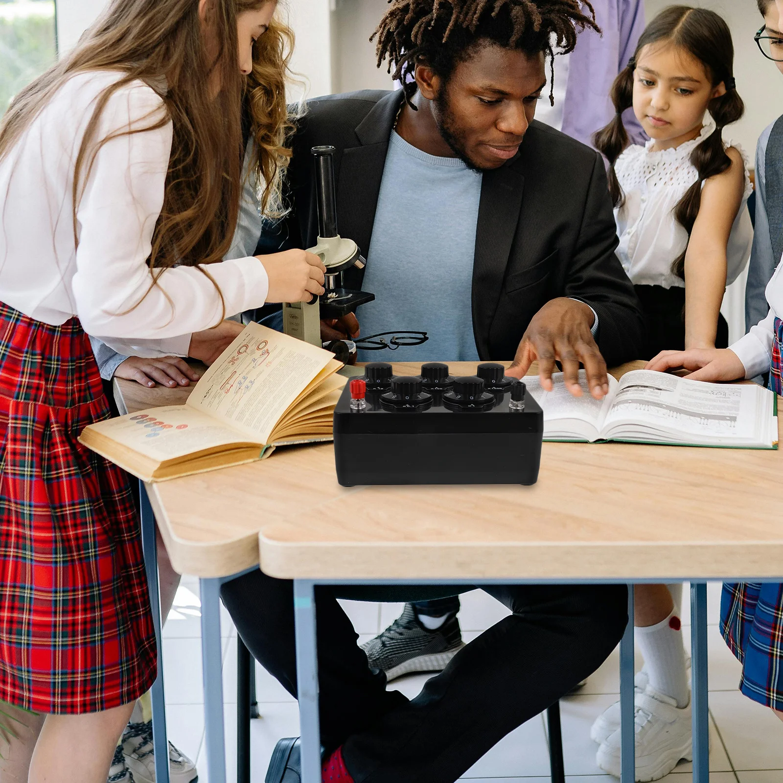 Resistance Box Adjustable Physical Electrical Experiment Resistance Box 0-9999 Ohm Laboratory Equipment Physical Tool