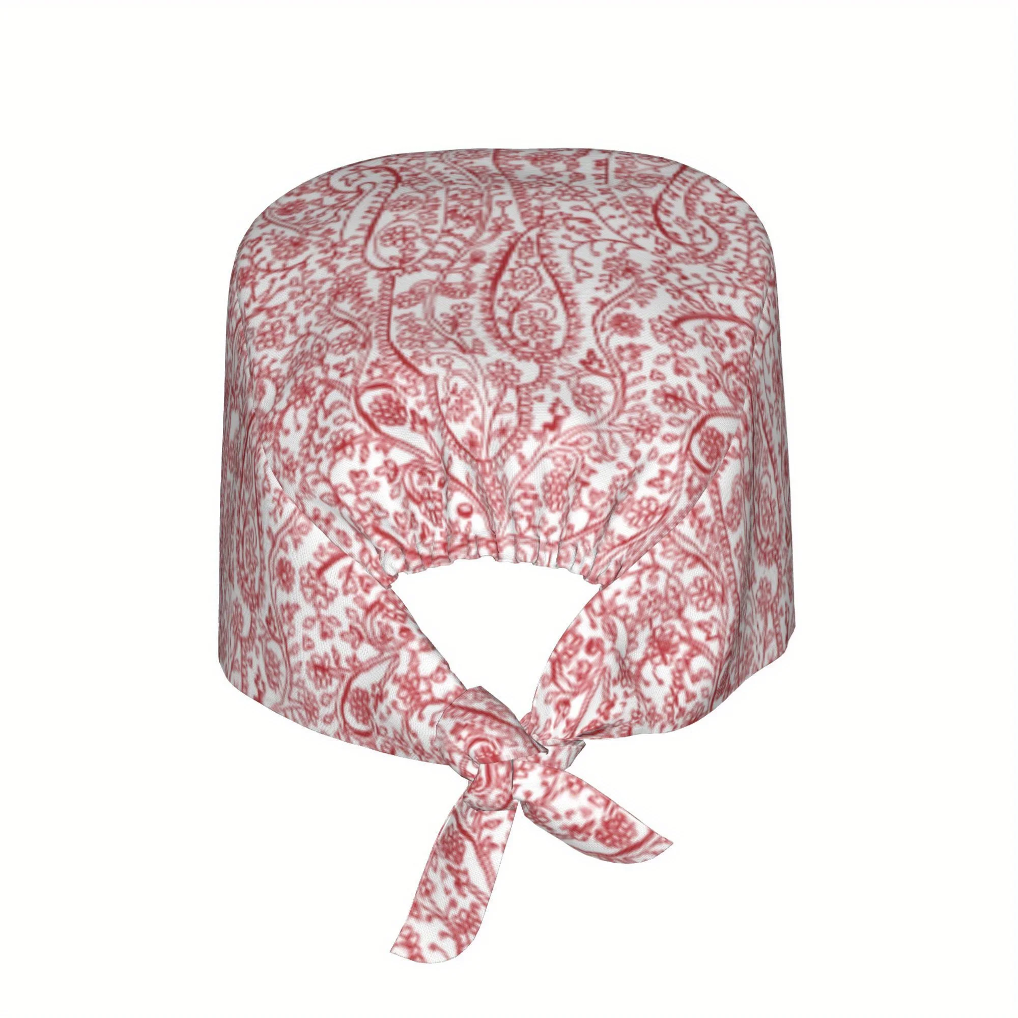1pc Paisley Women's Stylish Printed Work Cap - Lightweight Adjustable Skull Cap, Tie-Back Nurse Hat, Dustproof Chef & Cooking Ca
