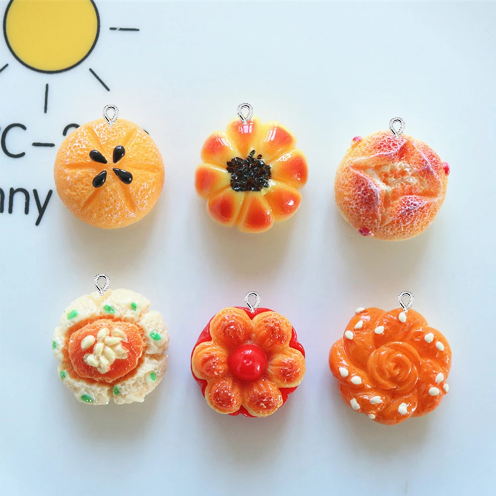 10PCS Flower Bread Series Flat Back Charms For Earrings Bracelet Hairpin DIY Jewelry Pendants Decoration Accessories